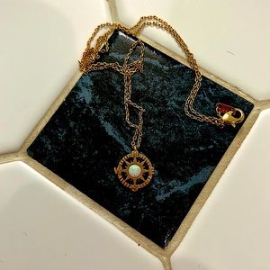 Dainty rose gold and opal compass necklaces